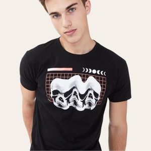 Free State Skull Moon Vapor Wave Graphic Short Sleeve Stretchy T Shirt Black